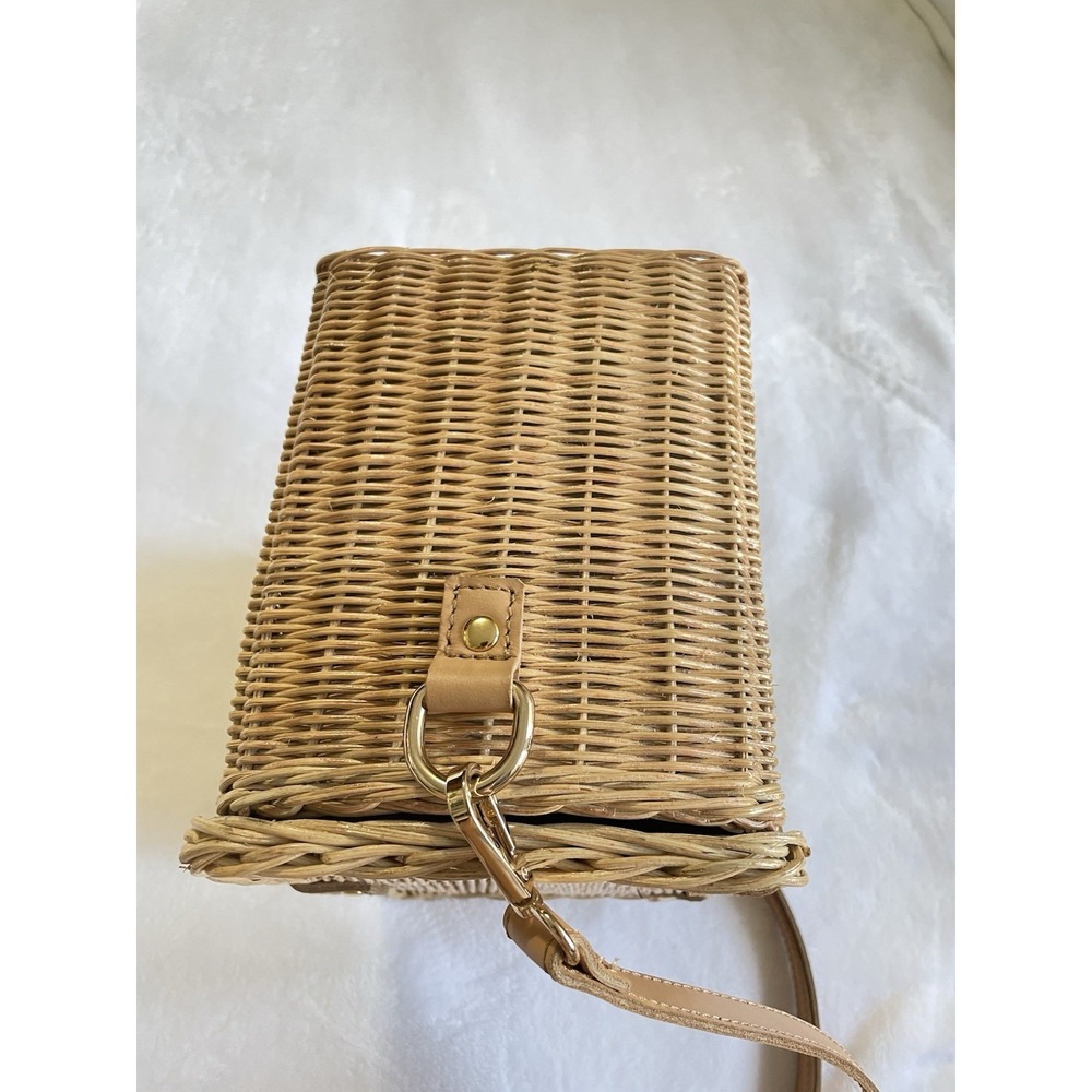 KAYU Mia leather-trimmed wicker shoulder bag Leather Straps Basket Bag Summer - Picture 6 of 12